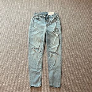 american eagle stretch highest rise mom jeans
